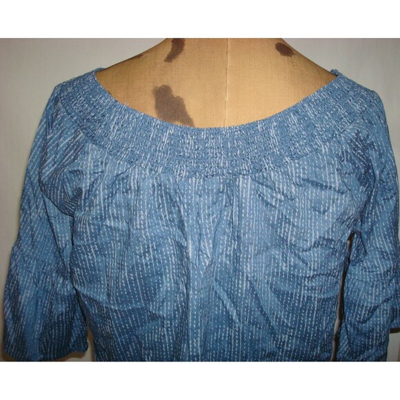 New Womens NWT S Blue PrAna Top Cotton SS Off Shoulder Organic Casual Chryssa - Picture 4 of 6